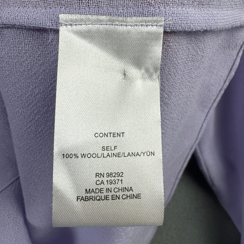 Tibi Sheer Wool Gauze Oversized Shirt Lavender Purple Shawl Collar S119WC7310 4 - Picture 6 of 9